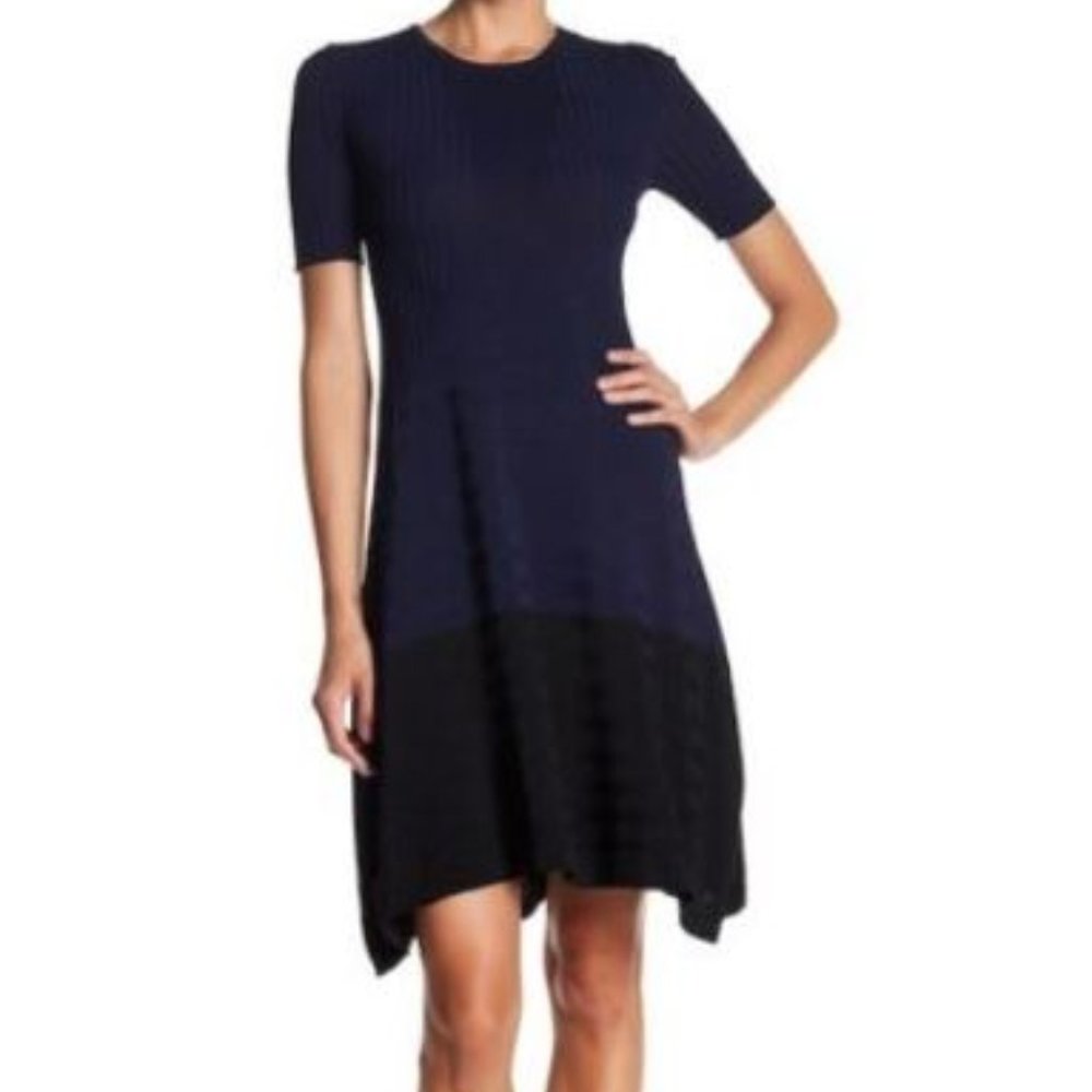 Opening Ceremony  Linear Delta Handkerchief TEAL Dress - L NWOT